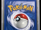 the card is in a clear plastic case with a pokemon logo on it