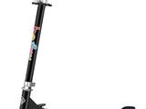 a close up of a scooter with wheels on a white background
