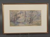 an image of a painting of trees in a wooded area