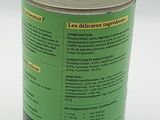 a can of food that is sitting on a table