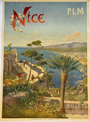 Jolie affiche de voyage vintage représentant Nice, en France