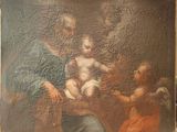tableau représentant la Vierge à l'Enfant, accompagnée d'un ange et de deux autres anges