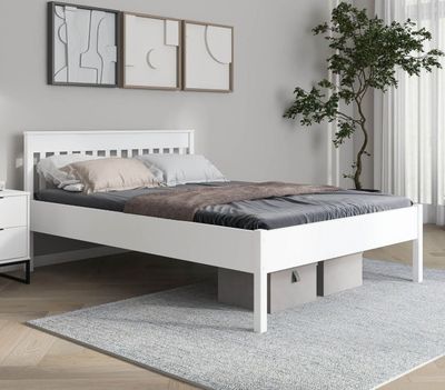 Lit 140x200 cm en pin blanc - CHILOM (Sommier et matelas non…