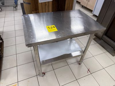 a stainless steel table with a price tag on it
