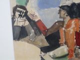 a painting of a man and a woman sitting on a couch