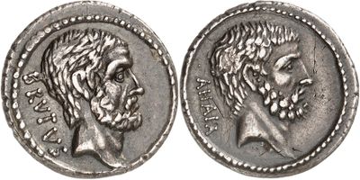 a silver coin with an image of a man and a woman on it