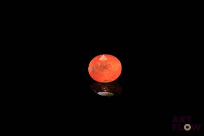 Une lune orange brille de mille feux dans le ciel nocturne et se reflète sur le sol.