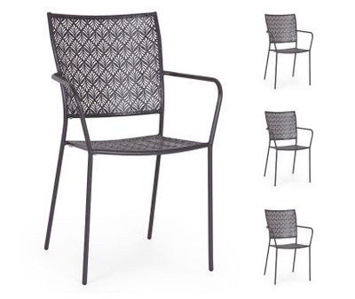 Lot de 4 chaises de jardin empilables en acier anthracite - …