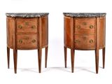pair of antique wooden nightstands with marble top and legs