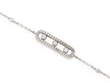 a close up of a diamond bracelet on a white background