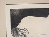 a drawing of a woman with long hair on a wall