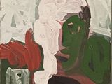 an image of a painting of a man with a green face