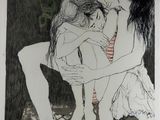 un dessin représentant une femme et un enfant qui s'étreignent