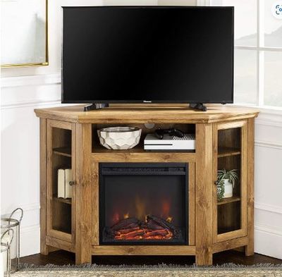 Meuble TV d'angle KEATON WALKER EDISON, avec 1 foyer électri…