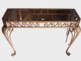 table console en fer forgé avec plateau en verre