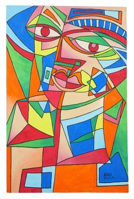 KINDI (école contemporaine). Portrait. Acrylique sur toile. …