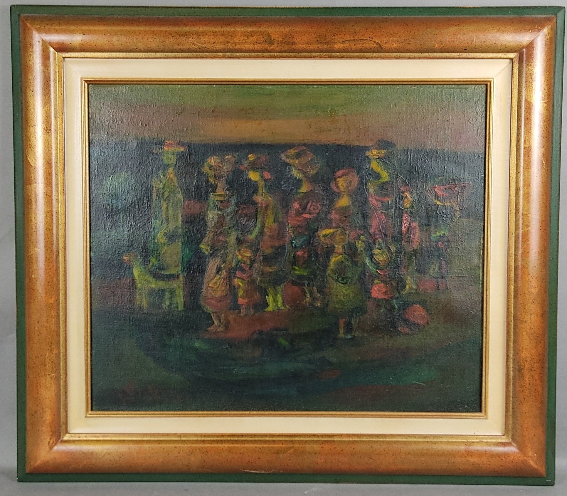 Ecole française XXème. 'Procession festive', Huile sur toile…