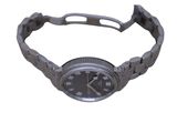 an image of a wrist watch with a black face on a white background