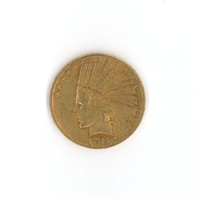 une pièce d'or sur laquelle est représentée une tête d'Indien