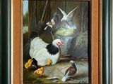 a painting of ducks and ducks in a wooded area
