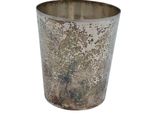 an image of a silver metal cup with a white background