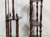 pair of antique wooden side tables with glass top