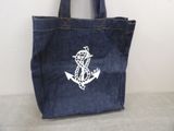 denim tote bag with anchor and rope design