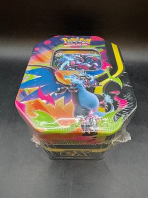 a close up of a box of pokemon cards on a table