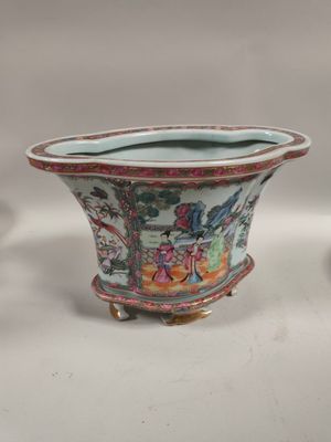 pair of chinese famille vases with floral decoration