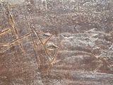 a close up of a stone with a design on it