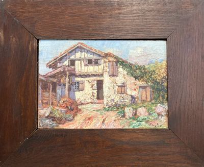a picture of a painting of a house in a picture frame