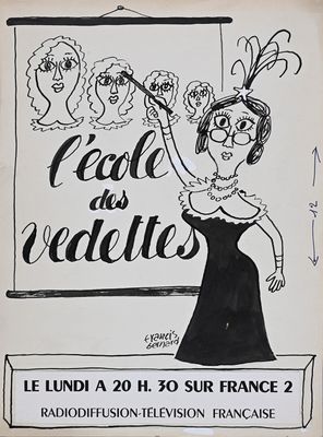 dessin humoristique représentant une femme en robe noire tenant une baguette magique