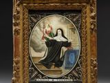 a painting of a woman holding a child in her lap