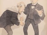 drawing of a man in a tuxedo and a man in a tuxedo