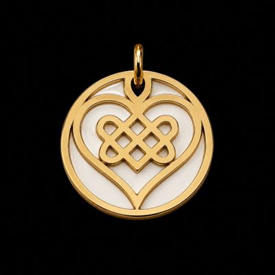 a gold plated celtic heart pendant on a black background