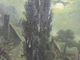 a painting of a man and a woman walking down a road