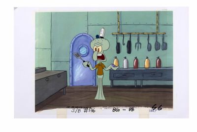 une image représentant un tableau sur lequel figure un personnage de dessin animé dans une cuisine