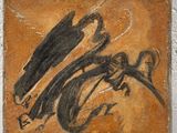 une image représentant un tableau d'un oiseau sur un fond marron