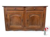 an image of a wooden sideboard with two doors and a drawer