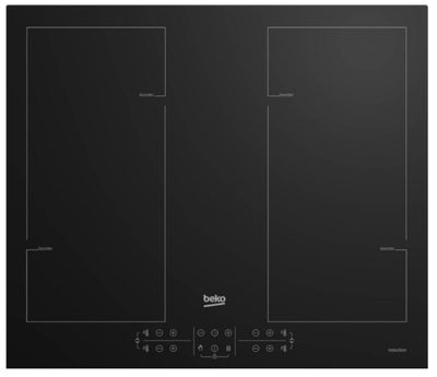 une plaque de cuisson noire à trois feux, dotée d'un plan de cuisson en verre noir