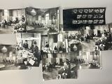 plusieurs photographies en noir et blanc représentant des personnes assises autour d'une table
