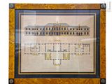 une image représentant une photo d'un dessin d'un grand bâtiment