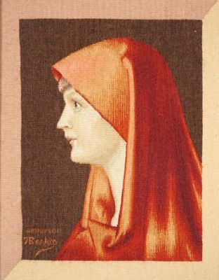 J. BERTON (XXe) - ATELIER D'AUBUSSON : "Portrait de femme au…