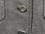 a close up of a jacket with buttons on it