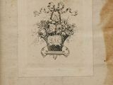 a drawing of a basket of flowers on a table