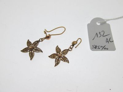une paire de boucles d'oreilles ornées d'un papillon, posée à côté d'une étiquette de prix