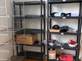 a room that has a shelf with a lot of items on it
