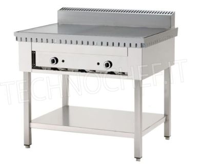 an image of a stainless steel table with two burners on it