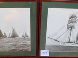deux photos en noir et blanc d'un voilier en mer