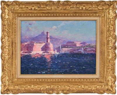 une image représentant un tableau d'un phare au milieu d'un plan d'eau